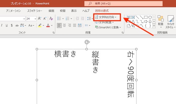 文字列の方向
